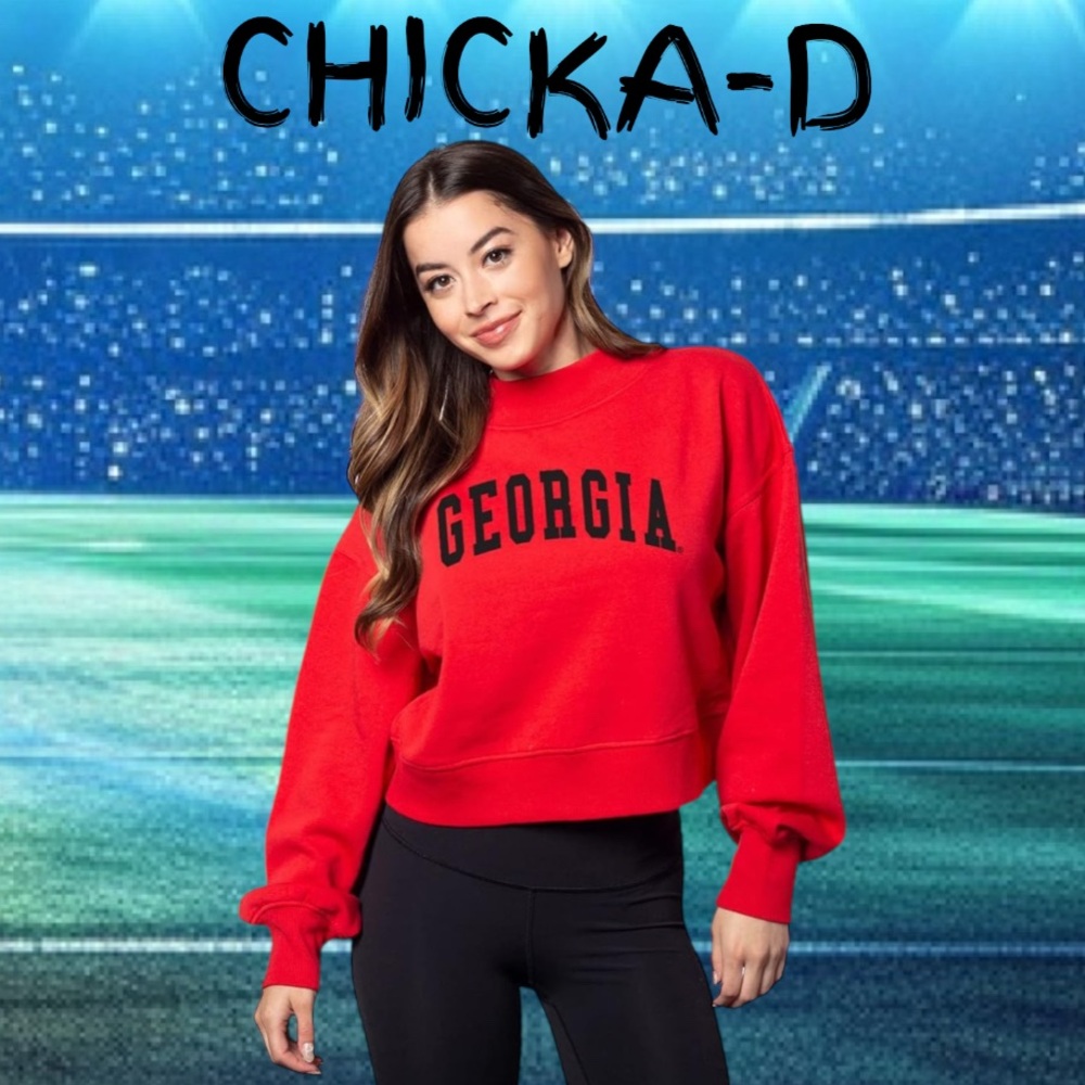 NEW NWT CHICKA-D GEORGIA BULLDOGS cropped sweatshirt women’s size Medium